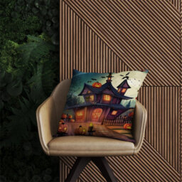 Warren Reed Designer Spooky Halloween House Outdoor Cushion 45Cm X 45Cm - thumbnail 2