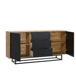 Creative Furniture Vista Loft Sideboard 140Cm - Dark Oak & Black Doors - thumbnail 9