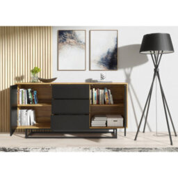 Creative Furniture Vista Loft Sideboard 140Cm - Dark Oak & Black Doors - thumbnail 3