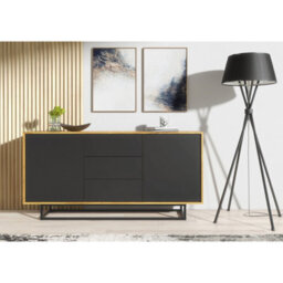 Creative Furniture Vista Loft Sideboard 140Cm - Dark Oak & Black Doors - thumbnail 2