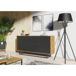 Creative Furniture Vista Loft Sideboard 140Cm - Dark Oak & Black Doors - thumbnail 6