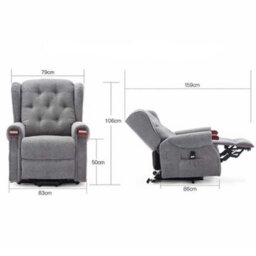 More4Homes Harrogate Single Motor Electric Rise Recliner Fabric Armchair Lift Riser Chair (Grey) - thumbnail 9