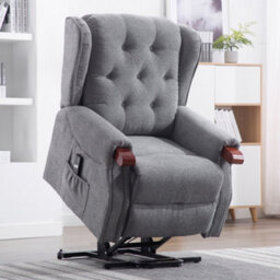 More4Homes Harrogate Single Motor Electric Rise Recliner Fabric Armchair Lift Riser Chair (Grey)