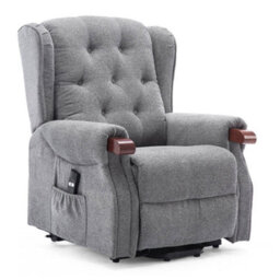 More4Homes Harrogate Single Motor Electric Rise Recliner Fabric Armchair Lift Riser Chair (Grey) - thumbnail 2