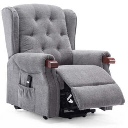 More4Homes Harrogate Single Motor Electric Rise Recliner Fabric Armchair Lift Riser Chair (Grey) - thumbnail 3