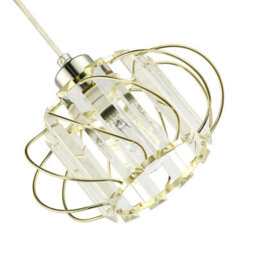 Happy Homewares Modern Pendant Lamp Shade With Clear Acrylic Rectangular Prims And Gold Frame - thumbnail 3