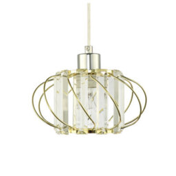 Happy Homewares Modern Pendant Lamp Shade With Clear Acrylic Rectangular Prims And Gold Frame - thumbnail 2