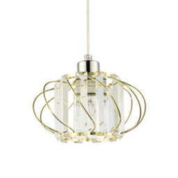 Happy Homewares Modern Pendant Lamp Shade With Clear Acrylic Rectangular Prims And Gold Frame - thumbnail 1