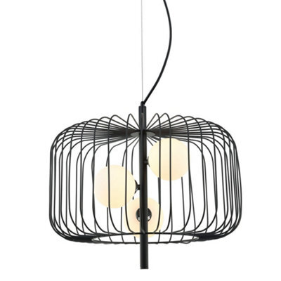 Luminosa Lighting Luminosa Modern Hanging Pendant Black 3 Light  With Black, White Shade, G9 - image 1