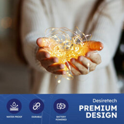 Desiretech 50 Led Battery-Powered Copper Wire Fairy Lights, 5M, Cool White, 4 Pack - thumbnail 3