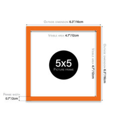 5X5 Orange Picture Frame (12.7 X 12.7Cm) Poster, Photo, Artwork, Gallery Wall Or Print - thumbnail 3