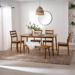 Furniturebox Uk Lynton Large Walnut Effect Wooden Dining Table With 4 Chairs & Bench