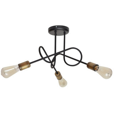 Luminosa Lighting Luminosa Oxford Multi Arm Semi Flush Ceiling Light Black, Patina 50Cm - image 1