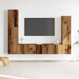 Berkfield 4 Piece Tv Cabinet Set Wall-Mounted Old Wood Engineered Wood - thumbnail 3