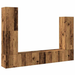 Berkfield 4 Piece Tv Cabinet Set Wall-Mounted Old Wood Engineered Wood - thumbnail 2