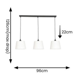 Valuelights Rory Tapered Cream Boucle Lamp Shade 3 Drop Ceiling Pendant Light - thumbnail 7