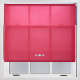FURNISHED Trimmable Roller Blind With Triple Diamond Chrome Eyelet And Metal Fittings - Fuchsia Daylight Shade (W)80Cm X (L)165Cm