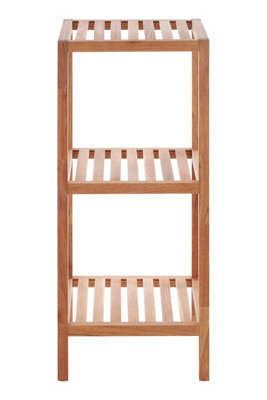 Orsina Contemporary Sleek 3 Tier Walnut Wood Bathroom Shelf Unit, Versatile Large Shelving Unit, Durable Shelf - image 1