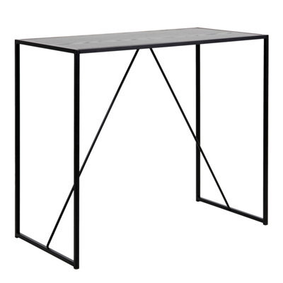 Furniture To Go Seaford Black Metal Bar Table With Black Ash Top - image 1
