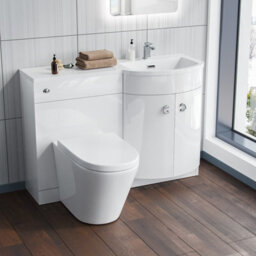 Nes Home White 1100 mm Right Hand Side Sink Combination Vanity Unit With Rimless Toilet - thumbnail 1