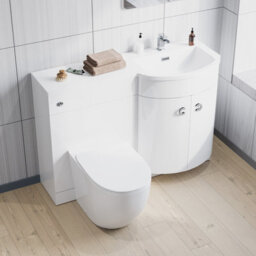 Nes Home White 1100 mm Right Hand Side Sink Combination Vanity Unit With Rimless Toilet - thumbnail 3