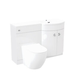 Nes Home White 1100 mm Right Hand Side Sink Combination Vanity Unit With Rimless Toilet - thumbnail 4