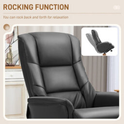 Homcom Recliner Armchair With Wood Base, Upholstered Reclining Chair, Black - thumbnail 5