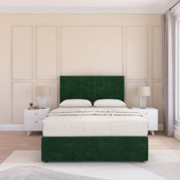 "Sloomy 4Ft6  Kansas Divan Bed Base Emerald Plush ,no Drawers & 26"" Struts Headboard - Double" - thumbnail 2