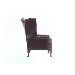 Chesterfield High Back Wing Chair Lana Terracotta Fabric Antique Oxblood Real Leather In Queen Anne Style - thumbnail 5