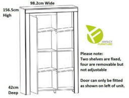 Impact Furniture Slim Shelving Bookcase Unit Soft Close Door 156Cm White Gloss Oak Effect Holten - thumbnail 7