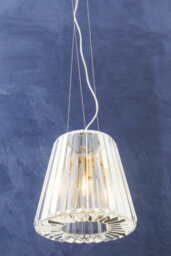 Orsina 3 Bulb Bronze Pendant Light, Geometric Glass Cone Ceiling Fixture, Crystal-Textured Shade Light - thumbnail 2