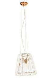 Orsina 3 Bulb Bronze Pendant Light, Geometric Glass Cone Ceiling Fixture, Crystal-Textured Shade Light - thumbnail 4