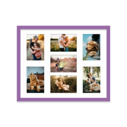 20X16 Inch 7 Opening Photo Collage Frame, Display Seven 6X4 Inch Photos, Multi Aperture Family Picture Frame, Purple