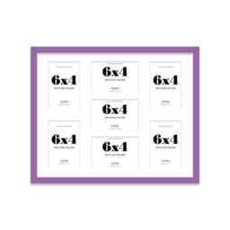 20X16 Inch 7 Opening Photo Collage Frame, Display Seven 6X4 Inch Photos, Multi Aperture Family Picture Frame, Purple - thumbnail 2