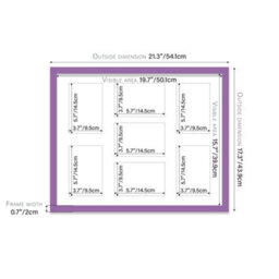20X16 Inch 7 Opening Photo Collage Frame, Display Seven 6X4 Inch Photos, Multi Aperture Family Picture Frame, Purple - thumbnail 4