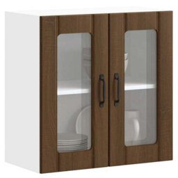 Berkfield Kitchen Wall Cabinet With Glass Door Lucca Brown Oak Engineered Wood