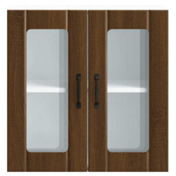 Berkfield Kitchen Wall Cabinet With Glass Door Lucca Brown Oak Engineered Wood - thumbnail 6