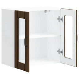 Berkfield Kitchen Wall Cabinet With Glass Door Lucca Brown Oak Engineered Wood - thumbnail 7
