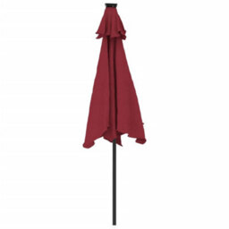 Berkfield Garden Parasol With Leds And Steel Pole Bordeaux Red 225X225X212Cm - thumbnail 7