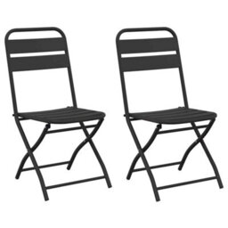 Walplus Garden Folding Chair 2 Pcs Anthracite 55 X 56.5 X 91Cm Steel - thumbnail 2