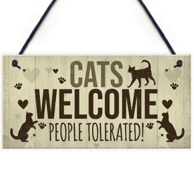 Red Ocean Novelty Cat Signs For Home Funny Cat House Sign Gate Door Plaque Pet Animal Lover Gifts - image 1