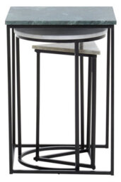 Orsina Set Of 3 Marble Top Side Tables Set, Square, Circle, Triangle End Tables, Black Powder Coated Frame - thumbnail 3