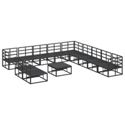Berkfield Garden Sofa Set With Cushion 12 Pcs Black Aluminium - thumbnail 6