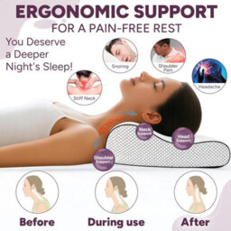 Zuvo Memory Foam Contour Pillow For Neck & Shoulder Support Orthopaedic Design Includes Free Sleep Eye Mask - thumbnail 5