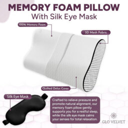 Zuvo Memory Foam Contour Pillow For Neck & Shoulder Support Orthopaedic Design Includes Free Sleep Eye Mask - thumbnail 3