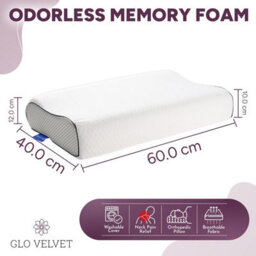 Zuvo Memory Foam Contour Pillow For Neck & Shoulder Support Orthopaedic Design Includes Free Sleep Eye Mask - thumbnail 2