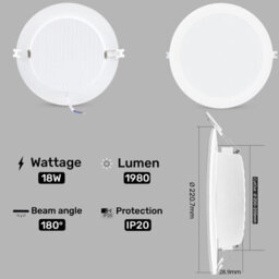 Paul Russells Led Round Panel Ceiling Lights, 18W 1980 Lumens, Spotlights, Ip20, 6500K Day Light, Pack Of 1 - thumbnail 5