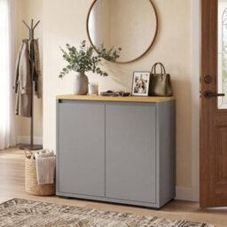 Homcom Kitchen Sideboard, Storage Cabinet With Double Doors, Grey - thumbnail 9