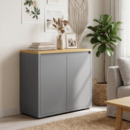 Homcom Kitchen Sideboard, Storage Cabinet With Double Doors, Grey - thumbnail 8