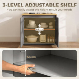 Homcom Kitchen Sideboard, Storage Cabinet With Double Doors, Grey - thumbnail 5